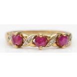 A 9ct gold ruby and diamond ring, P, 2.3gm
