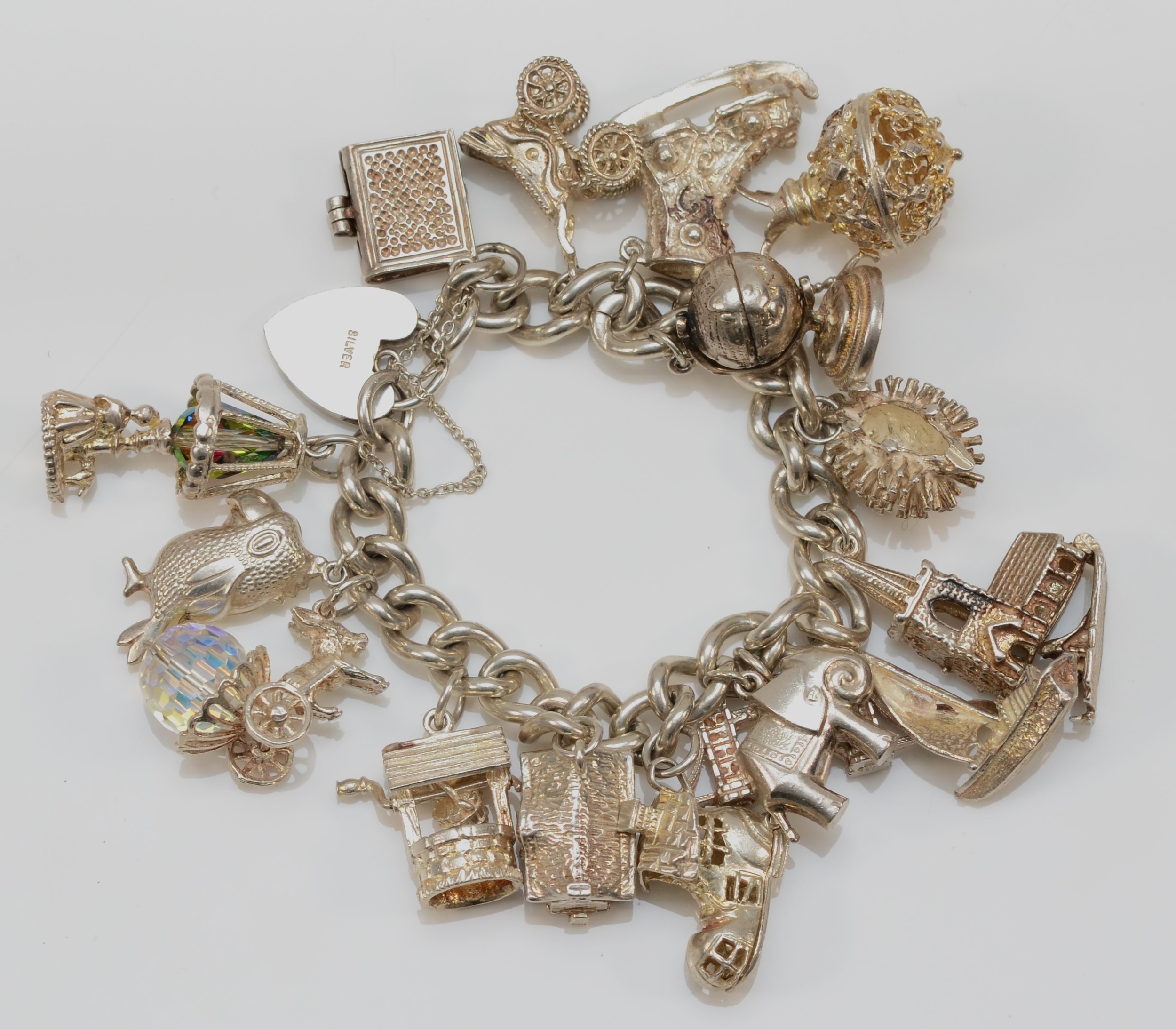 A heavy silver charm bracelet, 107gm - Image 3 of 3