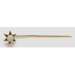 A Victorian gold and opal stickpin, tests 18ct, 1.4gm