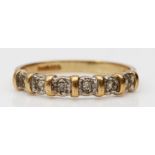 A 9ct gold and diamond ring, L, 1.4gm