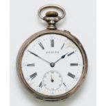 Zenith, a silver keyless wind open face pocket watch, Swiss silver case, 48mm, working when