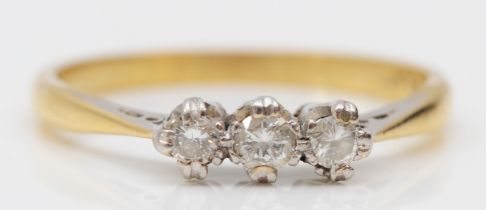 A vintage 18ct gold and platinum brilliant cut diamond ring, stated weight 0.28cts, N 1/2, 2.2gm