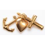 A 9ct gold faith, hope and charity charm, 0.5gm