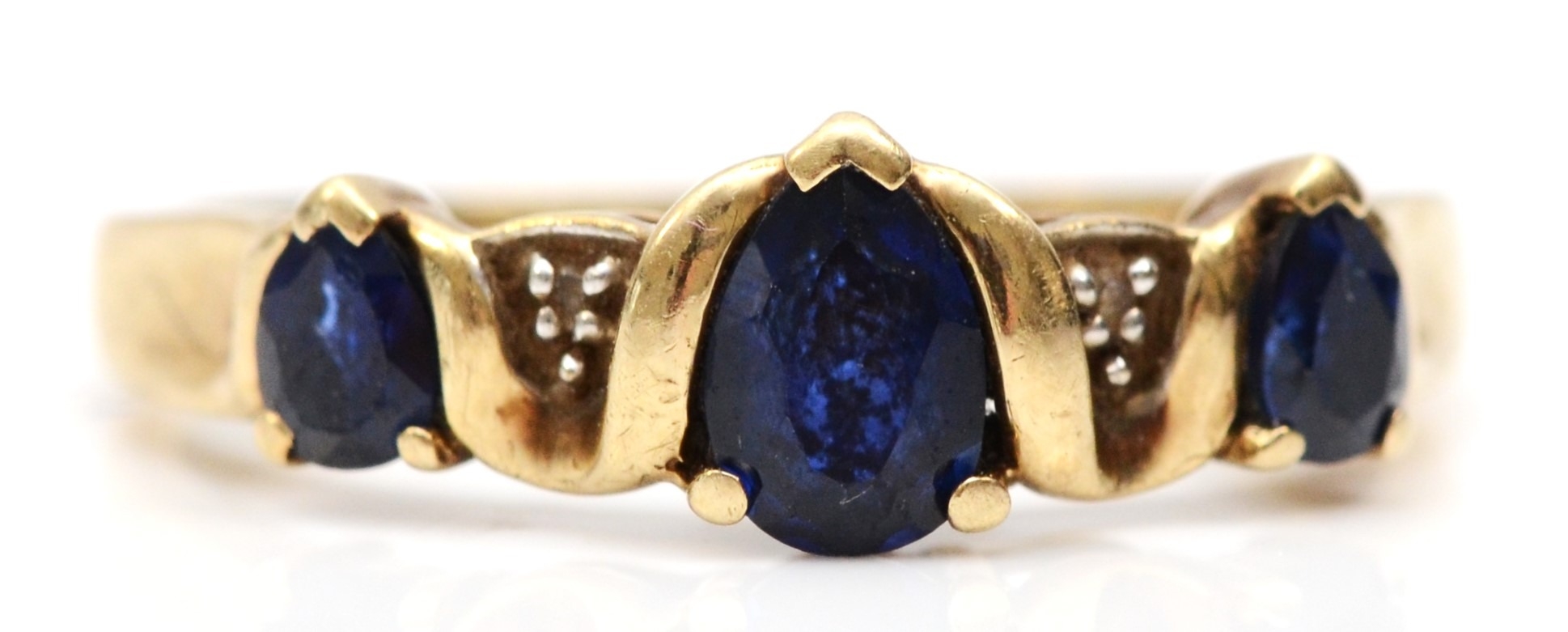 A 9ct gold sapphire and diamond ring, N 1/2, 2gm