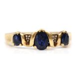 A 9ct gold sapphire and diamond ring, N 1/2, 2gm