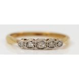 An 18ct gold vintage single cut diamond five stone eternity ring, L 1/2, 2.1g