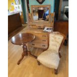 A 20th century striped pine dressing table, H151cm, W91cm, D45cm, together with an Edwardian