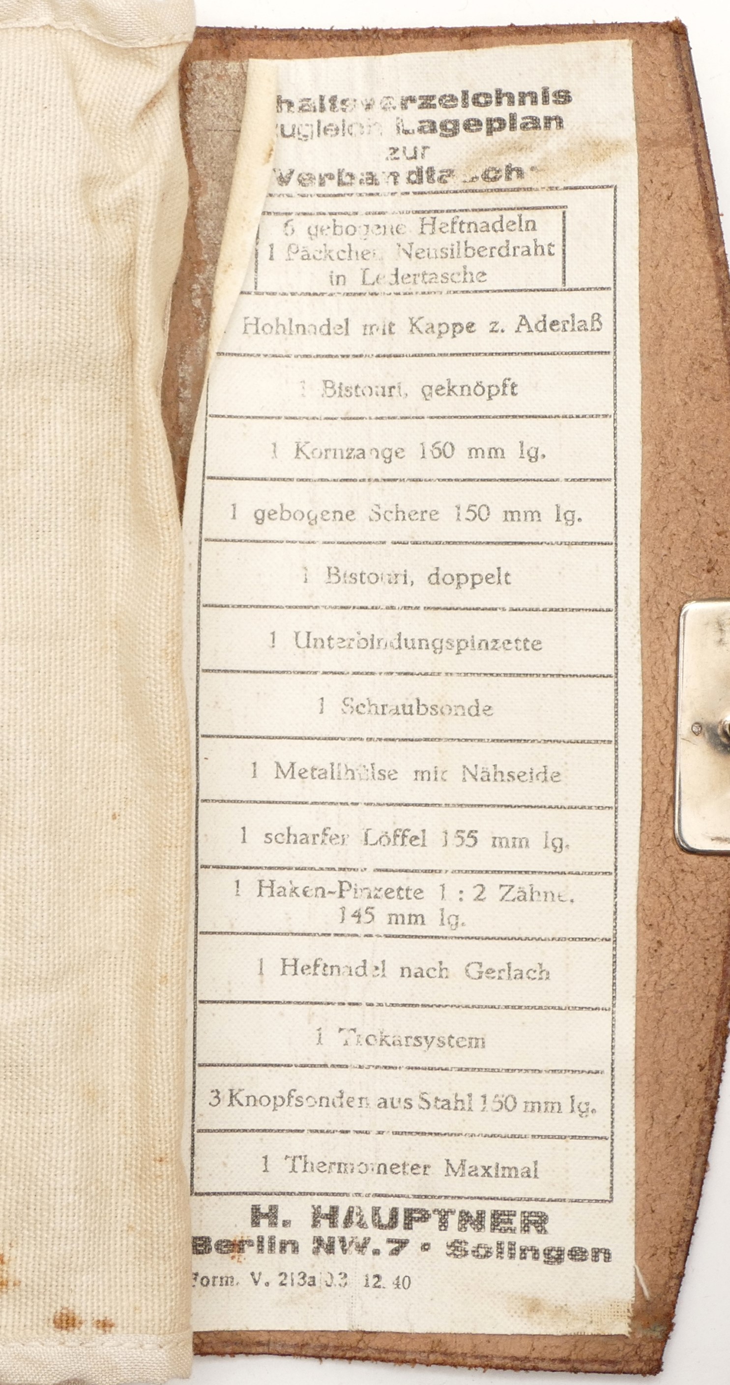 A 1940s H Hauptner Berlin army field surgical kit, together with another first aid example, produced - Image 4 of 4