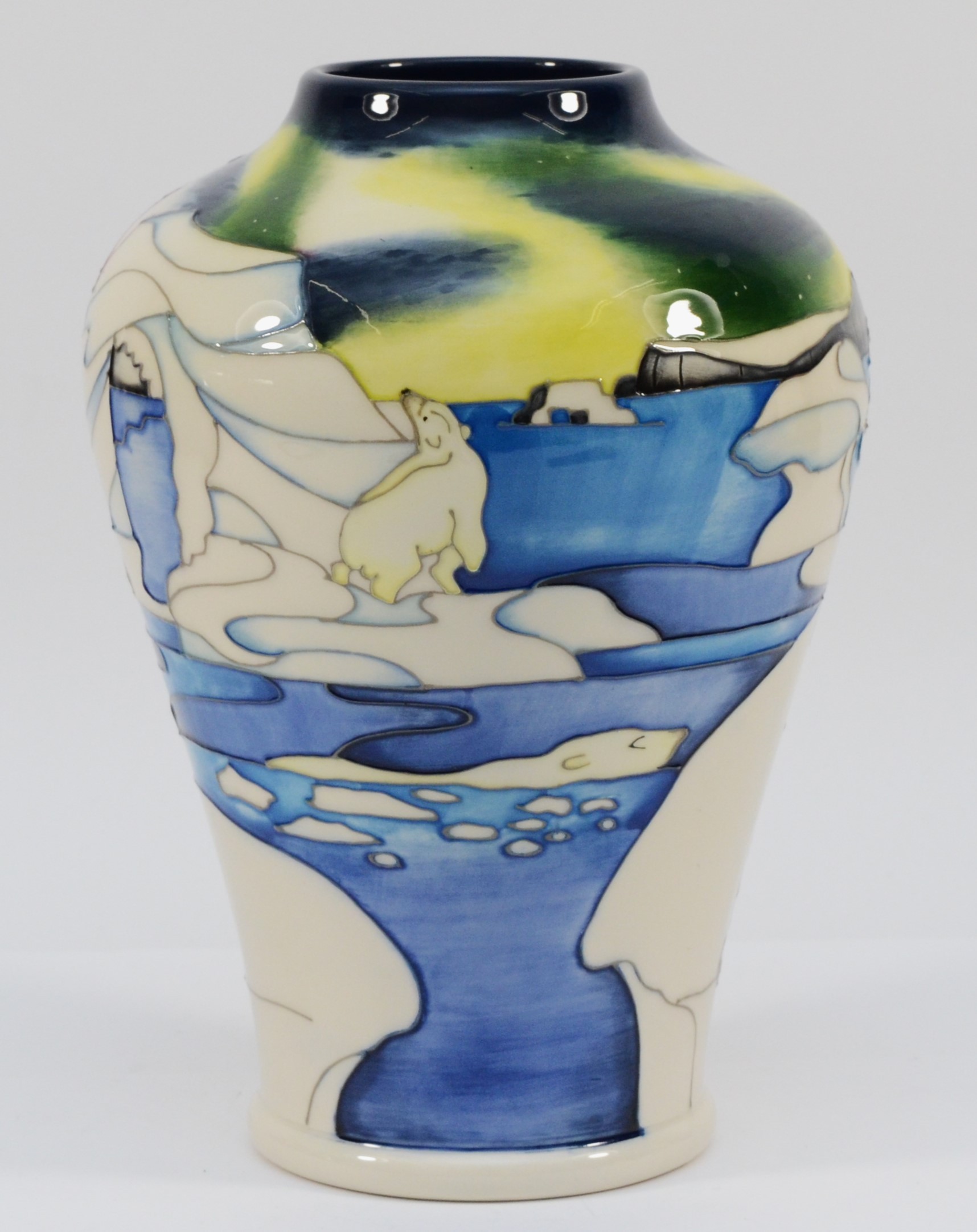 A Moorcroft vase, in the pattern, 'Northern Lights', limited edition, 18/30, boxed, designed by - Image 3 of 5