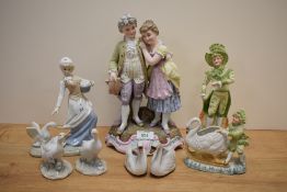 A 19th Century continental bisque porcelain figure group, with impressed number to the base,