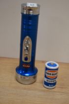 A vintage Pifco torch and battery, 15cm long