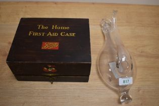 A vintage hand blown glass water barometer and a Boots First Aid Case