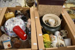 A miscellaneous selection of items in two cartons including a set of four Staffordshire Pottery