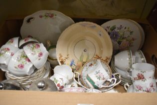 A small Meissen cup AF signed AR to bottom having ornithological decoration, an Aynsley 'Pembroke'