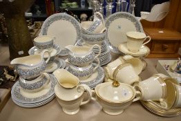 A selection of vintage Meakin table ware, having blue swirled floral pattern with gilt heightening