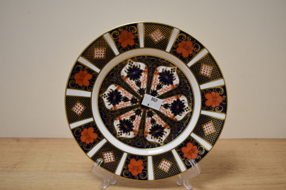 A modern Royal Crown Derby plate in the Imari pallet, model number 1128.