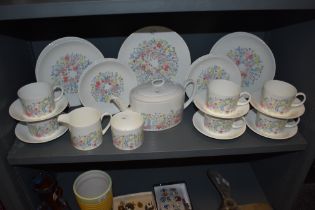 A collection of Wedgwood 'Forget Me Not' pattern dinner wares, including teapot, cups and saucers,