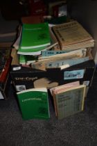 A box of books relating to locomotives and railways, including 'The Railway Observer' and '