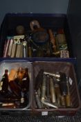 A miscellany of items, to include vintage gramophone needles, thermometers, magnifying glass,