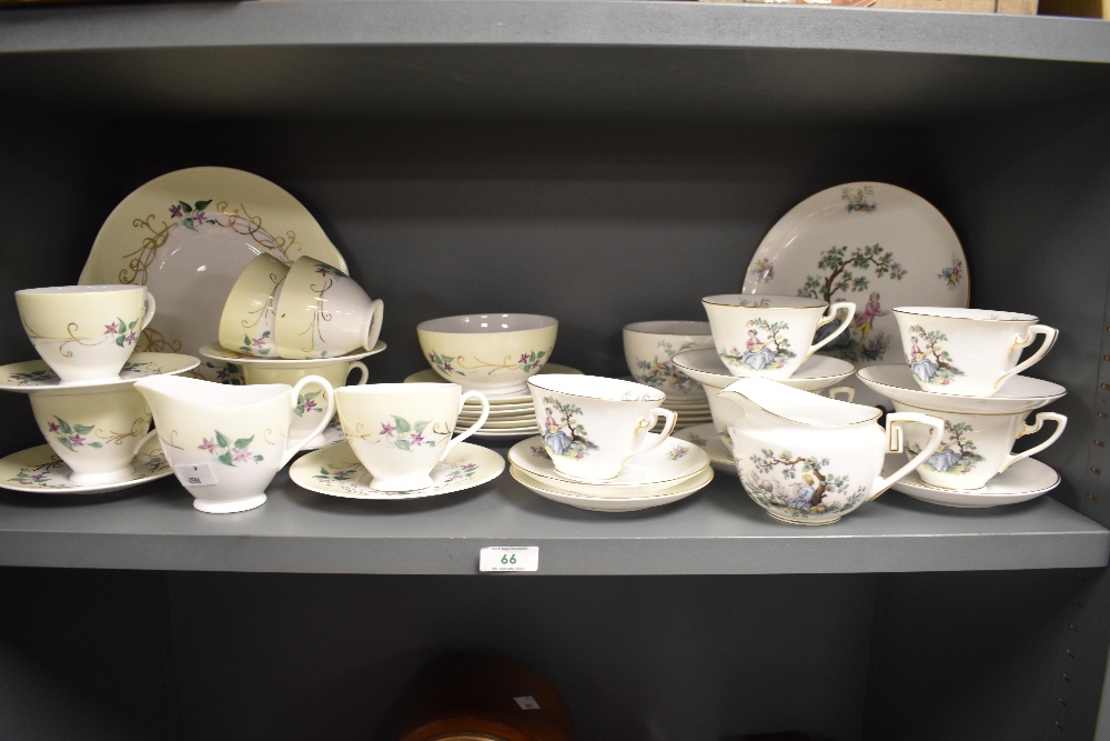 A selection of Royal Worcester 'Watteau' cups, saucers, plate and jug and a selection of hand