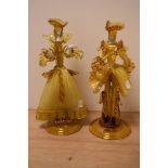 A pair of vintage amber Murano glass figurines by Franco Toffolo.