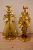 A pair of vintage amber Murano glass figurines by Franco Toffolo.