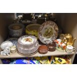 A quantity of Spode Red Grouse patterned tableware, a 19th Century Staffordshire cow ornament, an