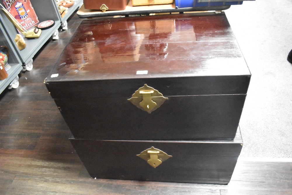 Two lacquered chests, containing a selection of oriental clothing. - Image 2 of 3