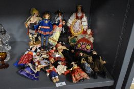 An assorted collection of 20th Century continental costume dolls, some in the Norah Wellings