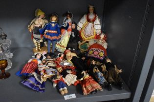 An assorted collection of 20th Century continental costume dolls, some in the Norah Wellings