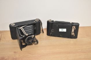 Two early 20th Century folding cameras, comprising a Kodak Autographic Brownie No.2 camera & an