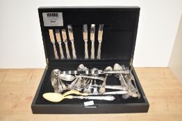 A canteen of Viner's Queen's Pattern cutlery in ebonised case