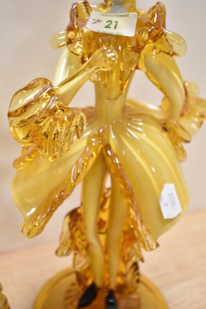 A pair of vintage amber Murano glass figurines by Franco Toffolo. - Image 2 of 3