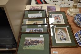 A group of framed and unframed horse racing prints, including 'A Study of One Man' & 'A Study of See