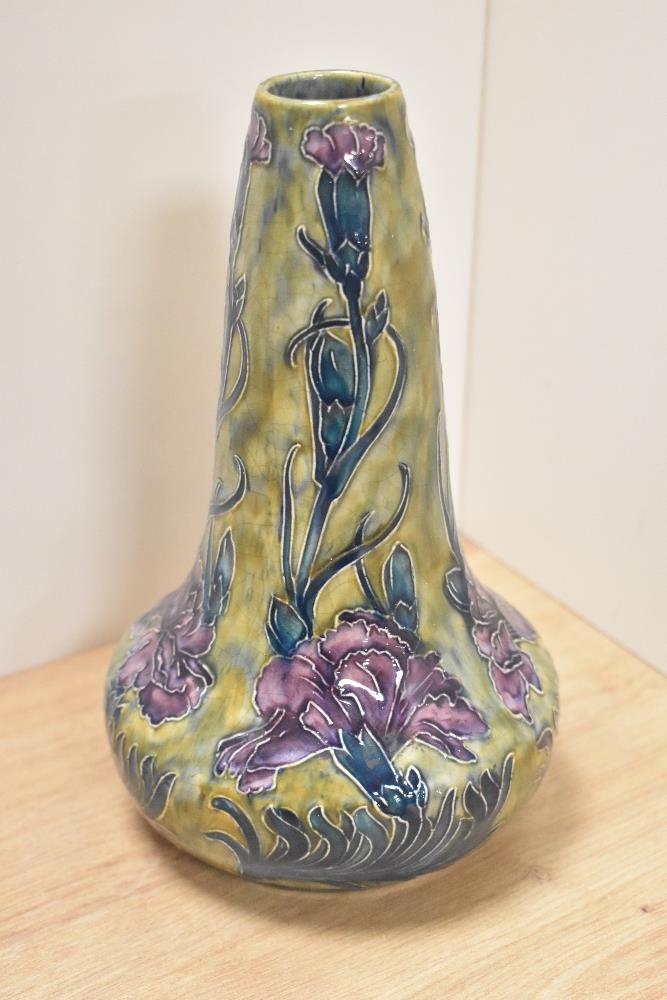 An iconic early Art Deco Hancock & Sons Morris ware hand painted art pottery vase with flowering