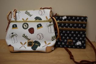 Two handbags, of American baseball interest 'Oakland A's Athletics'.