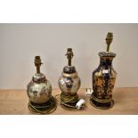 Three oriental style table lamp bases.