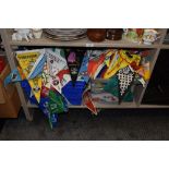 A quantity of novelty fabric bunting, of North Yorkshire, Holker Hall, and The Camping Club