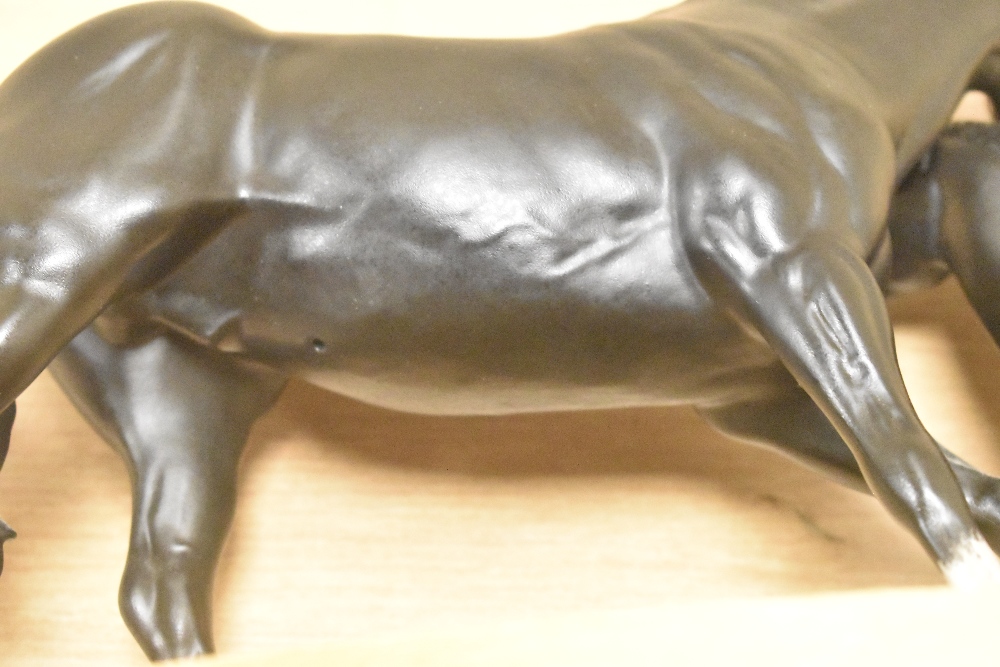 A Beswick Pottery ' Black beauty and foal' model 2536, designed by Graham Tongue' in matte black - Image 5 of 7