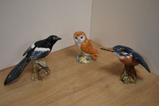 A group of three Beswick Pottery ornithological/bird studies, comprising Kingfisher, number 2371,