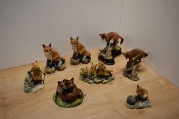 A collection of eight Border Fine Arts fox studies, to include; 'Foxy Whiskered Gentleman' BP19,