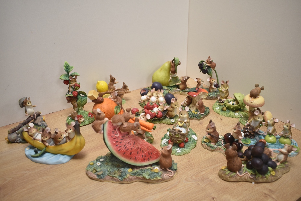 A collection of eighteen Border Fine Arts 'Merrie Mice' figures/groups, to include the Fruit Fun,