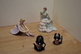 An Austrian Royal Belvedere porcelain (Vienna) figurine, formed as a ballerina tying her pointe