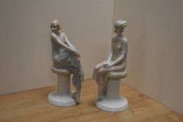 Two Royal Doulton bone china reflections series seated figurines, comprising 'Cocktails' HN3070