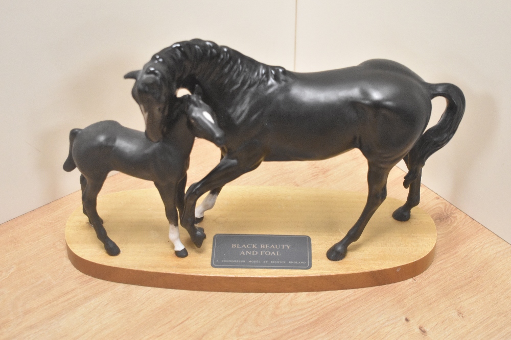 A Beswick Pottery ' Black beauty and foal' model 2536, designed by Graham Tongue' in matte black - Image 4 of 7