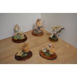 A group of Three Border Fine Arts owl studies, to include tawny owl and chick, 652008, designed by