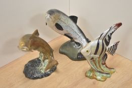 A group of three Beswick Pottery fish, comprising; Angel fish, model no 1047 (damage to fin and