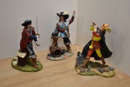 A group of three Royal Doulton cast-resin figures, comprising 'Pied-Piper' HN3721, 'Cyrano de