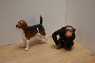 A Beswick Pottery Beagle 'Wendover Billy' dog study, number 1933a, designed by Arthur Gredington