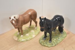 Two Royal Doulton Bone china horse an34d pony collection studies, comprising Shetland pony, RDA56